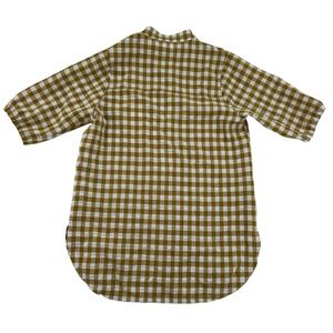 BKE Eased Womens Small Mustard Yellow Gingham Check Mandarin Collar Button Shirt